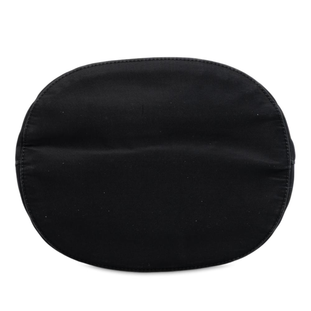 Prada B Prada Black Nylon Fabric Tessuto Acrylic Handle Bag Italy