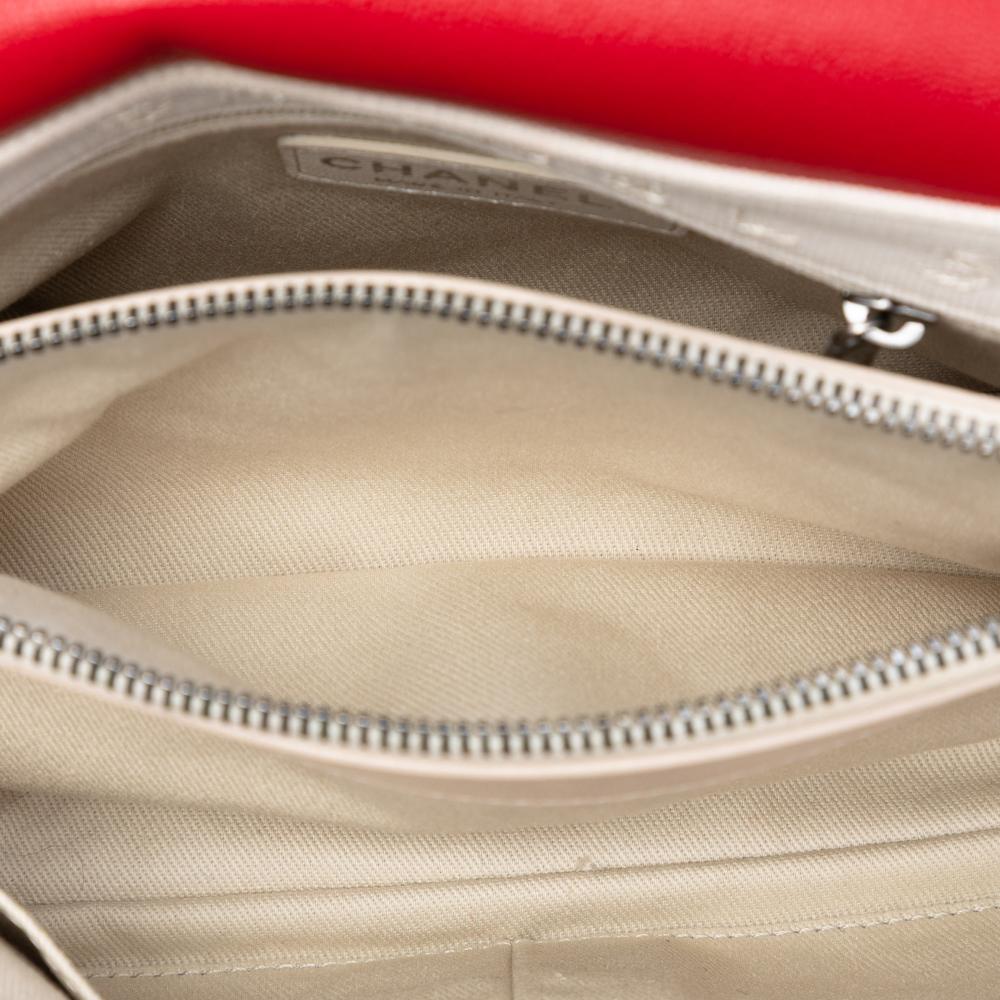 Chanel AB Chanel Red Lambskin Leather Leather Medium Quilted Shiny Lambskin Burgundy Rocks Flap Italy