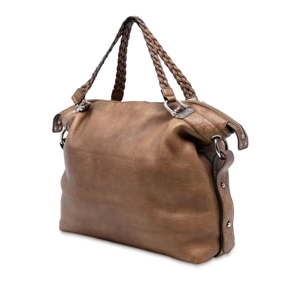 Gucci B Gucci Brown Calf Leather Large Bamboo Bar Tote Italy