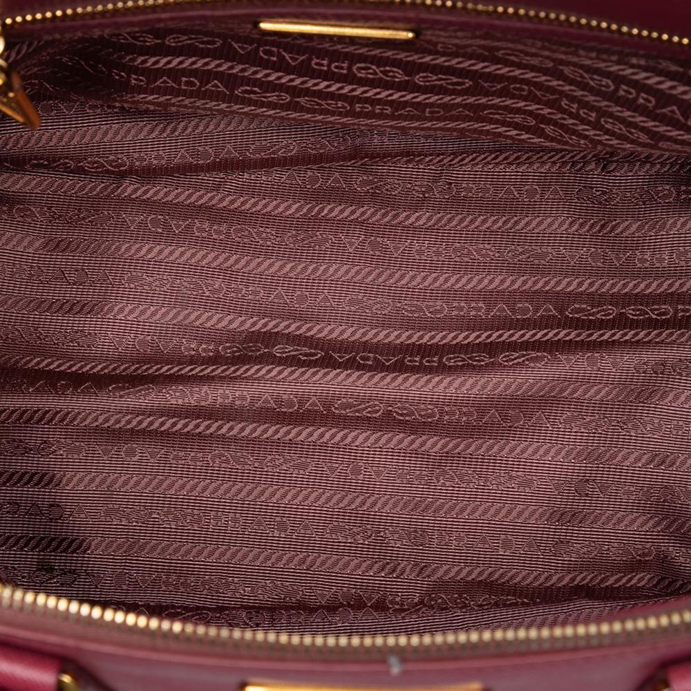 Prada B Prada Pink Saffiano Leather Small Lux Galleria Double Zip Satchel Italy