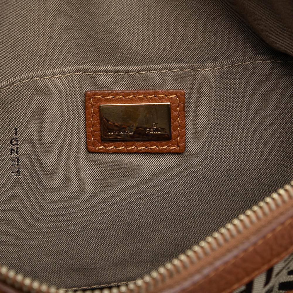 Fendi B Fendi Brown Light Brown Canvas Fabric Zucchino Tote Italy