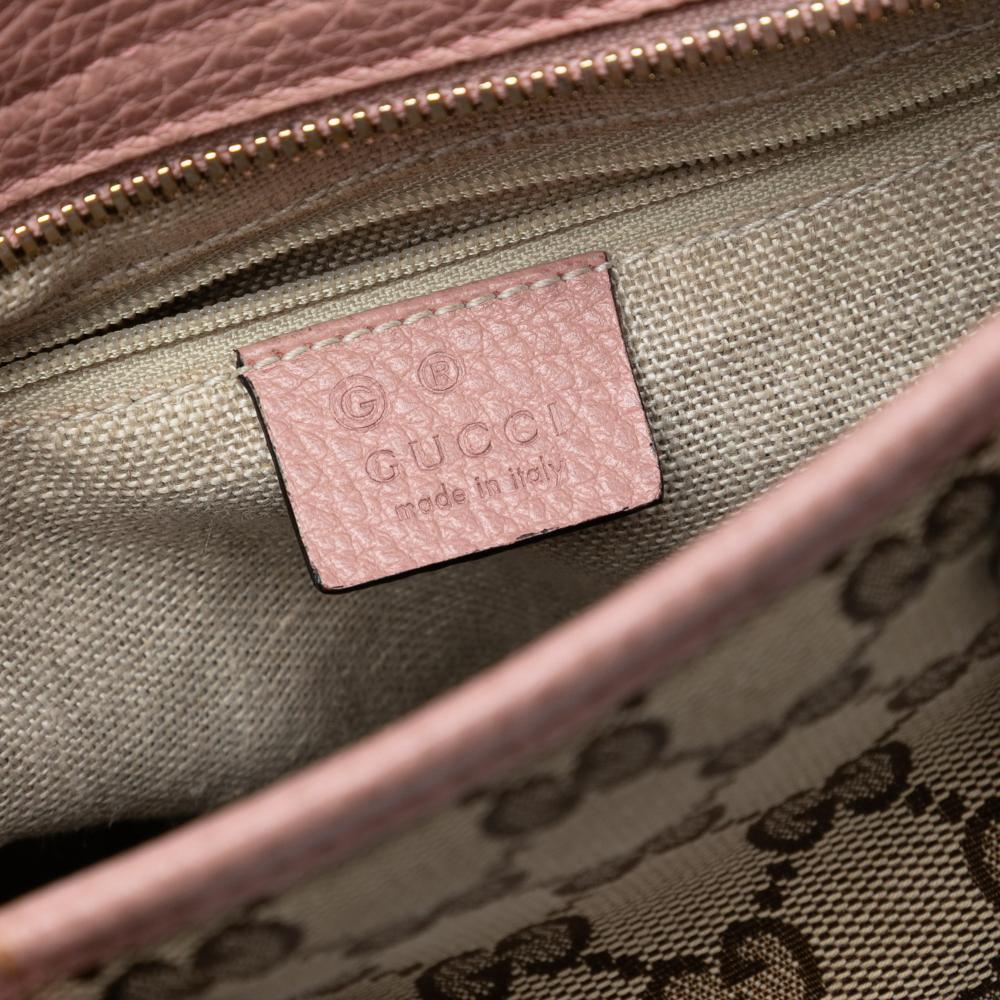 Gucci B Gucci Brown Beige with Pink Canvas Fabric Small GG Bree Satchel Italy