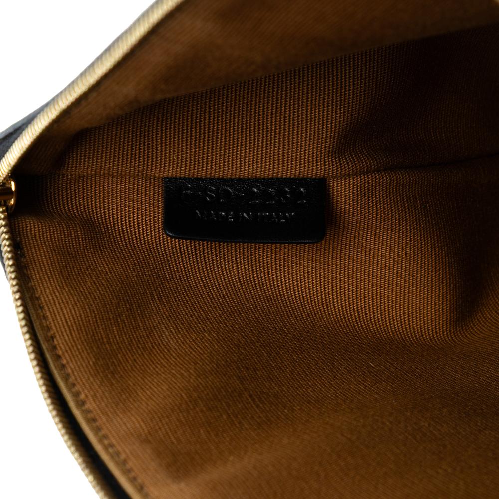 Celine AB Celine Brown Dark Brown Coated Canvas Fabric Small Triomphe Clutch Italy