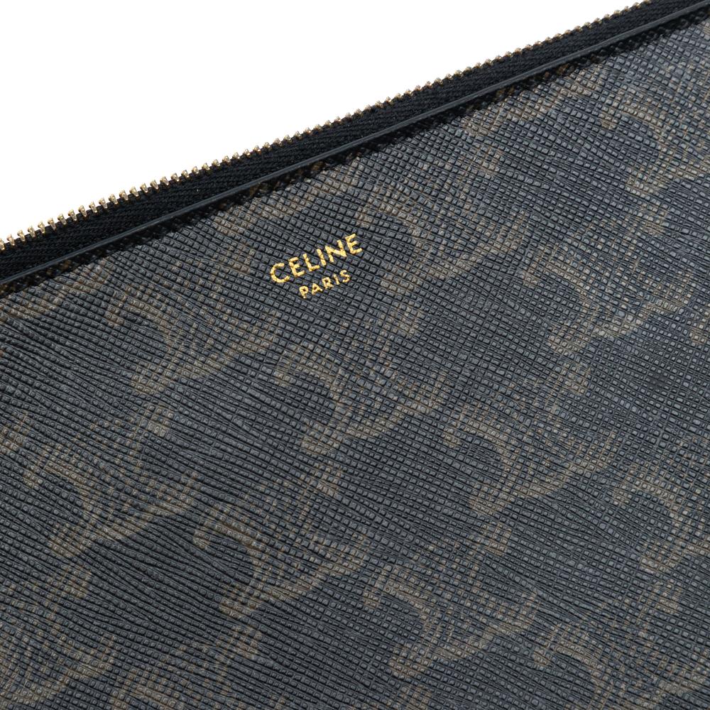 Celine AB Celine Brown Dark Brown Coated Canvas Fabric Small Triomphe Clutch Italy
