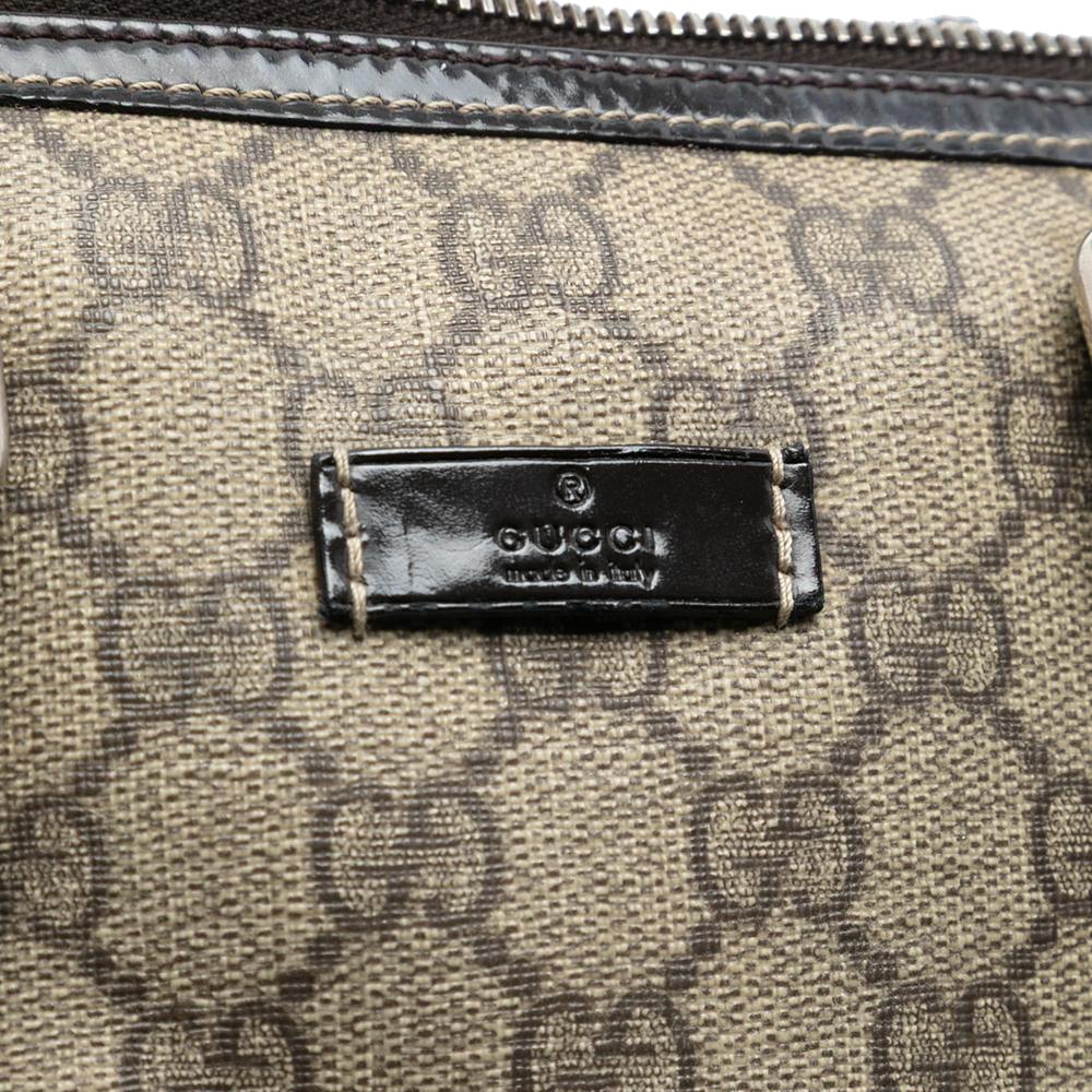 Gucci AB Gucci Brown Beige Coated Canvas Fabric GG Supreme Joy Boston Italy