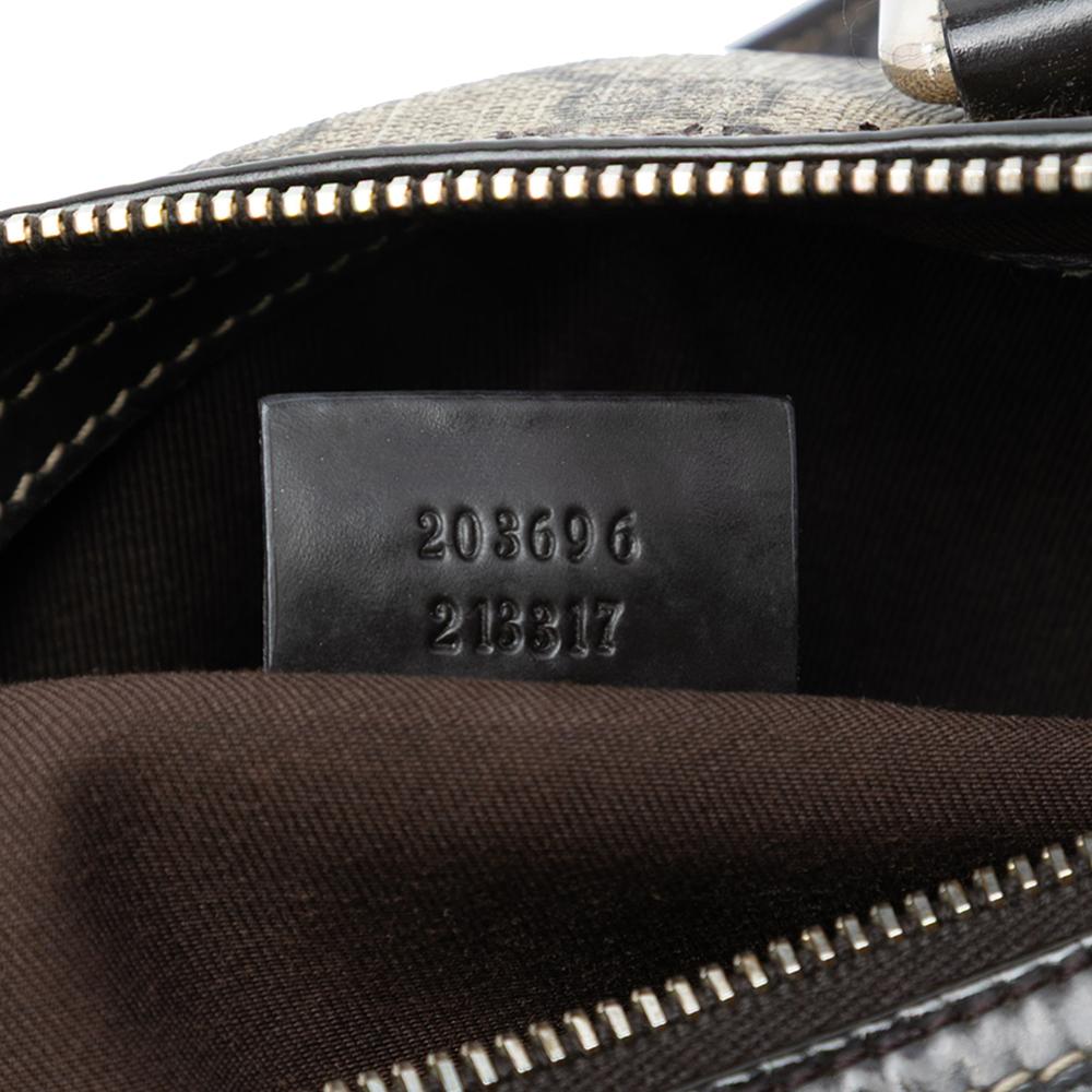 Gucci AB Gucci Brown Beige Coated Canvas Fabric GG Supreme Joy Boston Italy