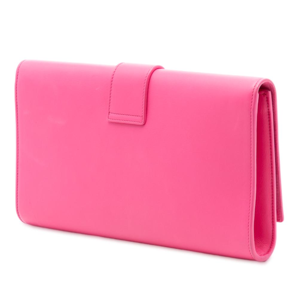 Saint Laurent B Saint Laurent Pink Calf Leather Chyc Ligne Clutch Italy