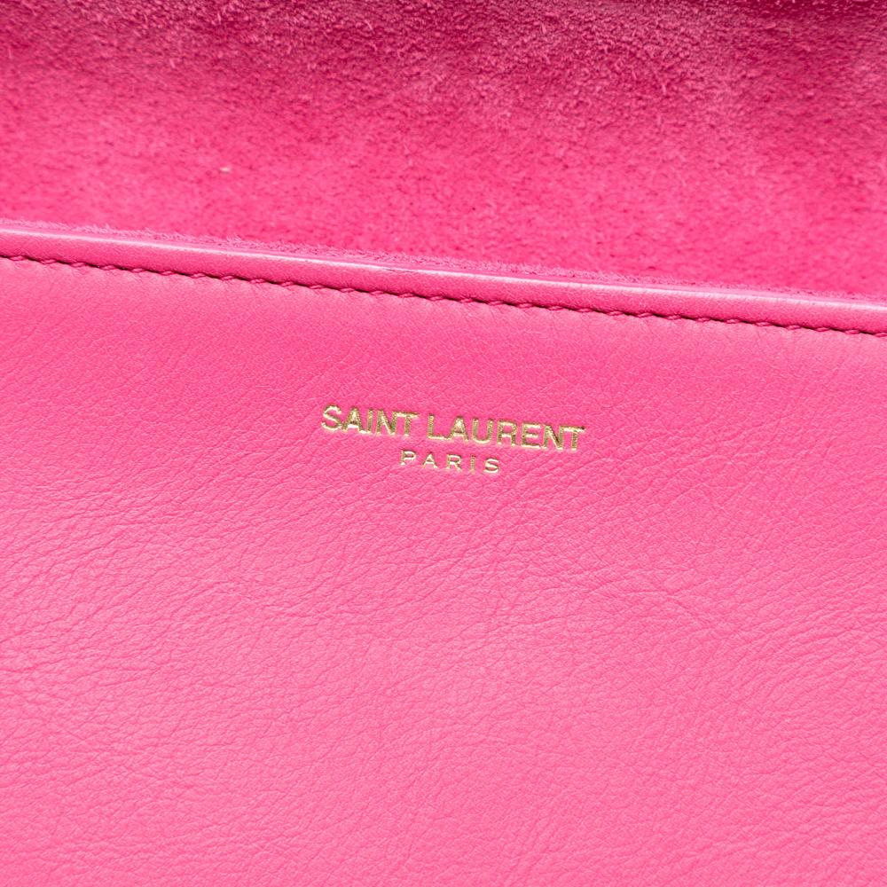 Saint Laurent B Saint Laurent Pink Calf Leather Chyc Ligne Clutch Italy