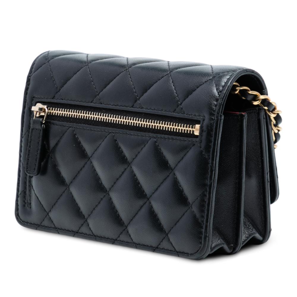 Chanel B Chanel Black Lambskin Leather Leather Lambskin Romance Wallet On Chain Italy