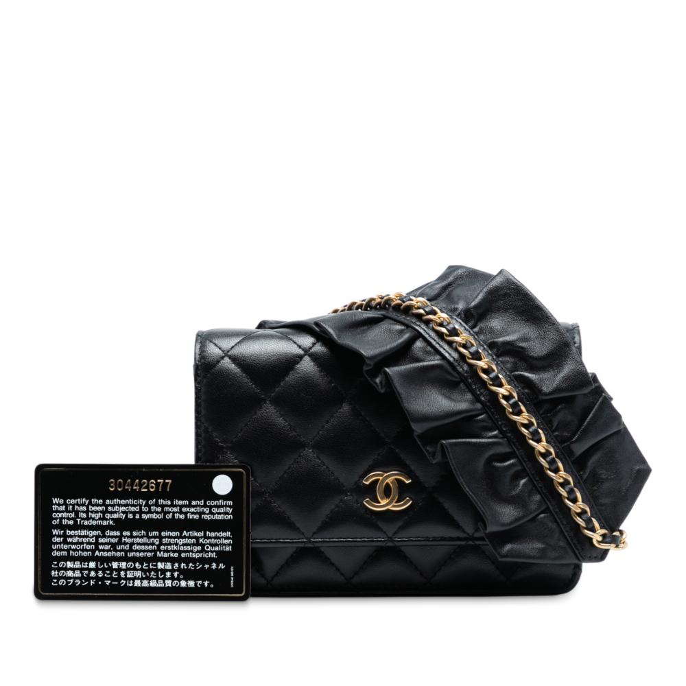 Chanel B Chanel Black Lambskin Leather Leather Lambskin Romance Wallet On Chain Italy
