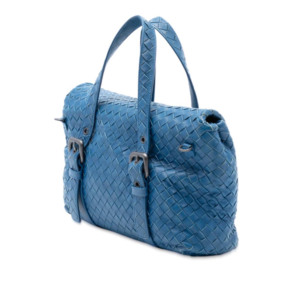 Bottega Veneta B Bottega Veneta Blue Nappa Leather Leather Nappa Intrecciato Flap Satchel Italy