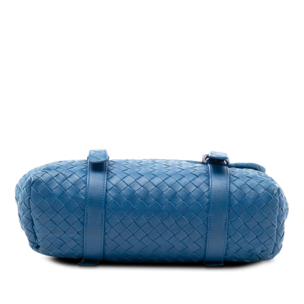 Bottega Veneta B Bottega Veneta Blue Nappa Leather Leather Nappa Intrecciato Flap Satchel Italy