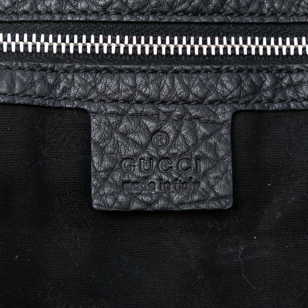 Gucci B Gucci Black Calf Leather Large Bamboo Bar Tote Italy