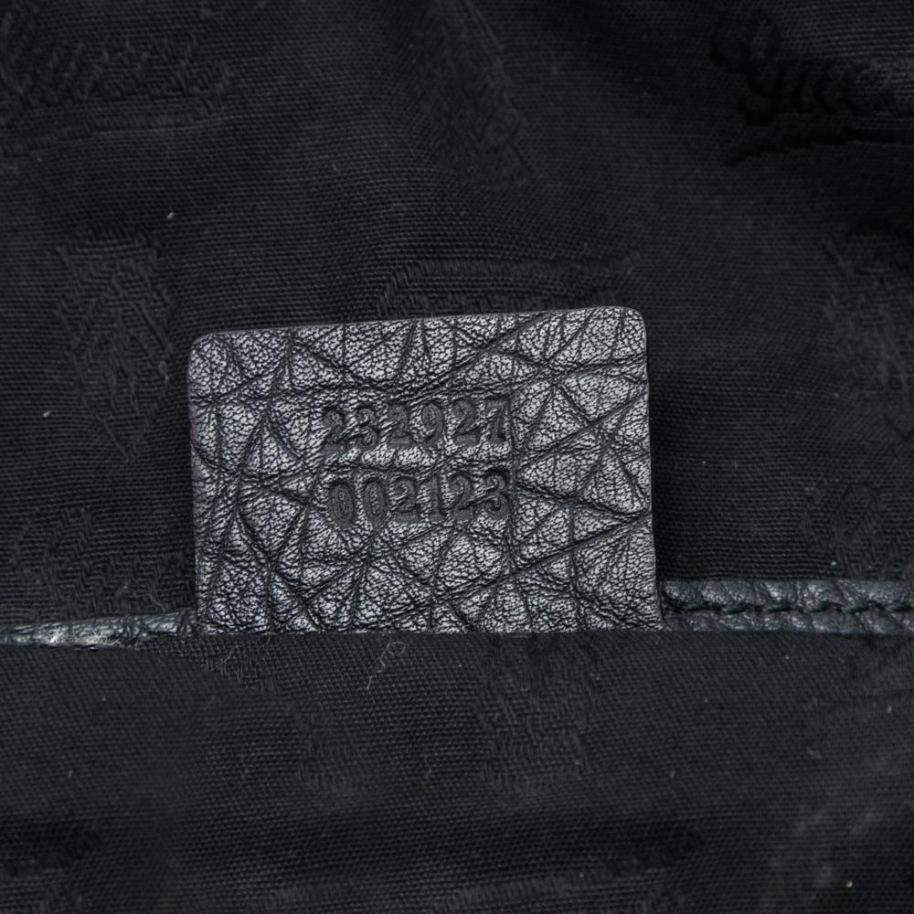 Gucci B Gucci Black Calf Leather Large Bamboo Bar Tote Italy