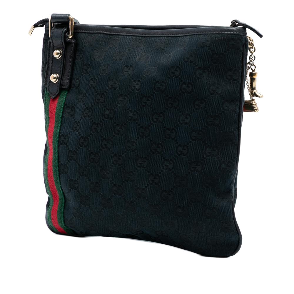 Gucci B Gucci Black Canvas Fabric GG Jolicoeur Crossbody Italy