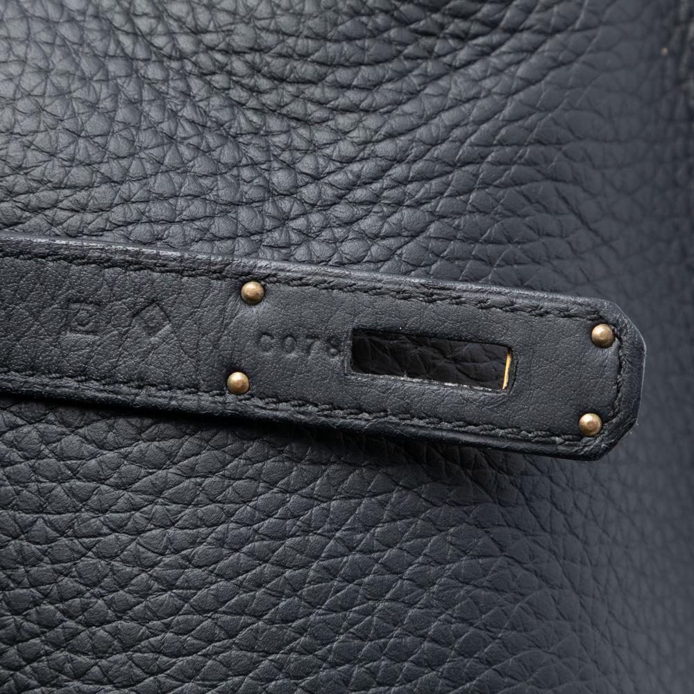 Hermès AB Hermès Blue Navy Calf Leather Togo Birkin Retourne 30 France