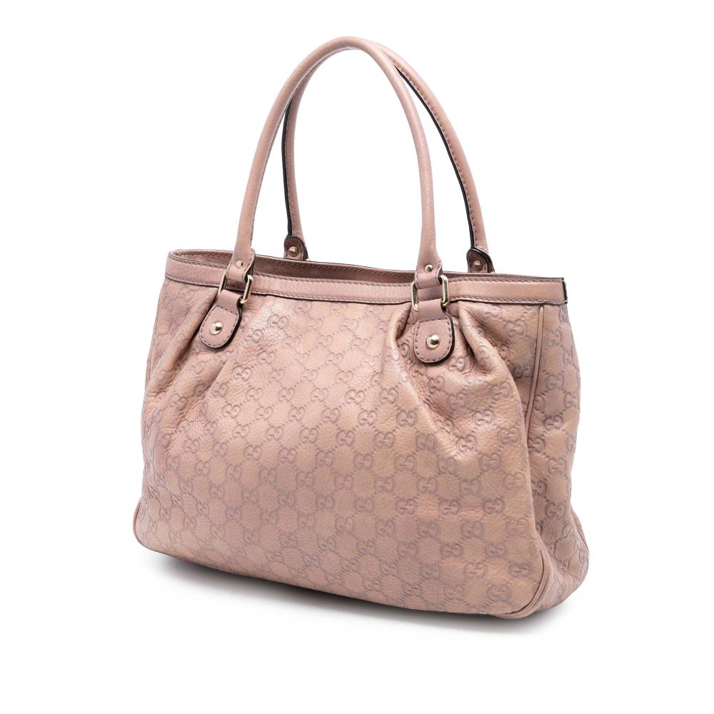 Gucci B Gucci Pink Calf Leather Guccissima Sukey Tote Italy