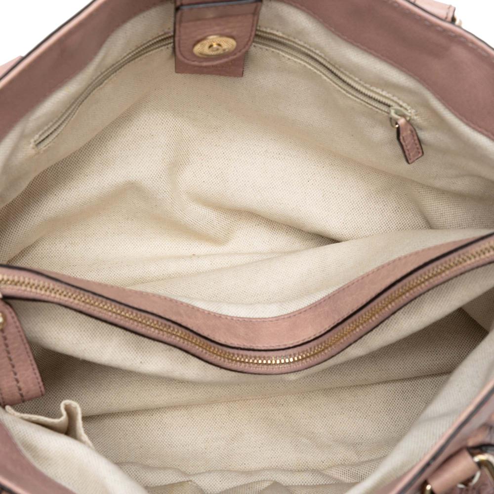 Gucci B Gucci Pink Calf Leather Guccissima Sukey Tote Italy