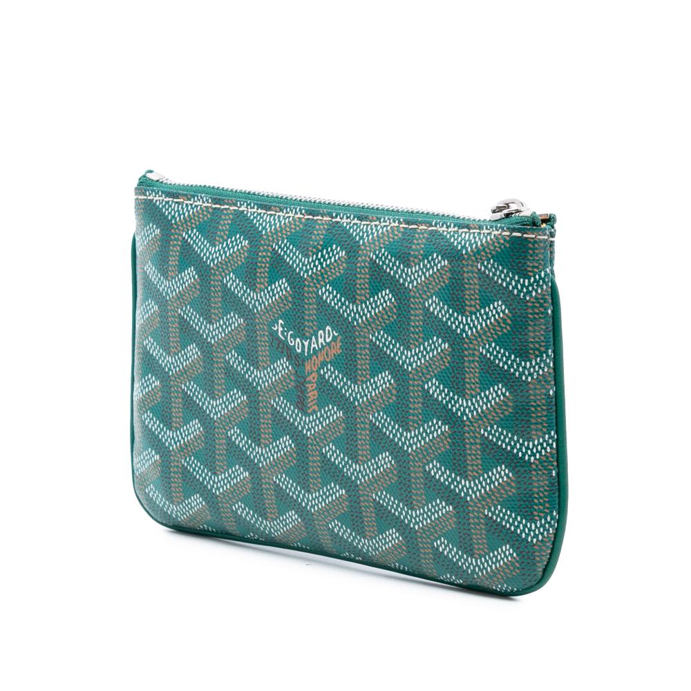 Goyard AB Goyard Green Coated Canvas Fabric Mini Goyardine Senat Pochette France