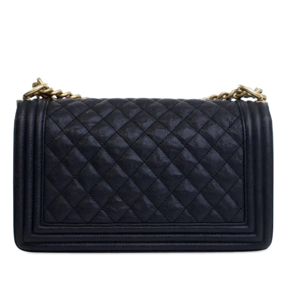 Chanel AB Chanel Blue Navy Caviar Leather Leather Old Medium Quilted Caviar Boy Flap Italy