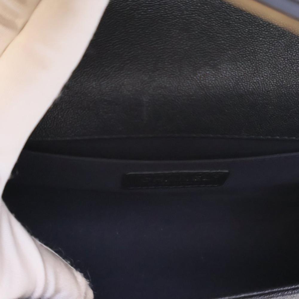 Chanel AB Chanel Blue Navy Caviar Leather Leather Old Medium Quilted Caviar Boy Flap Italy