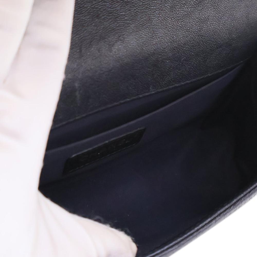 Chanel AB Chanel Blue Navy Caviar Leather Leather Old Medium Quilted Caviar Boy Flap Italy