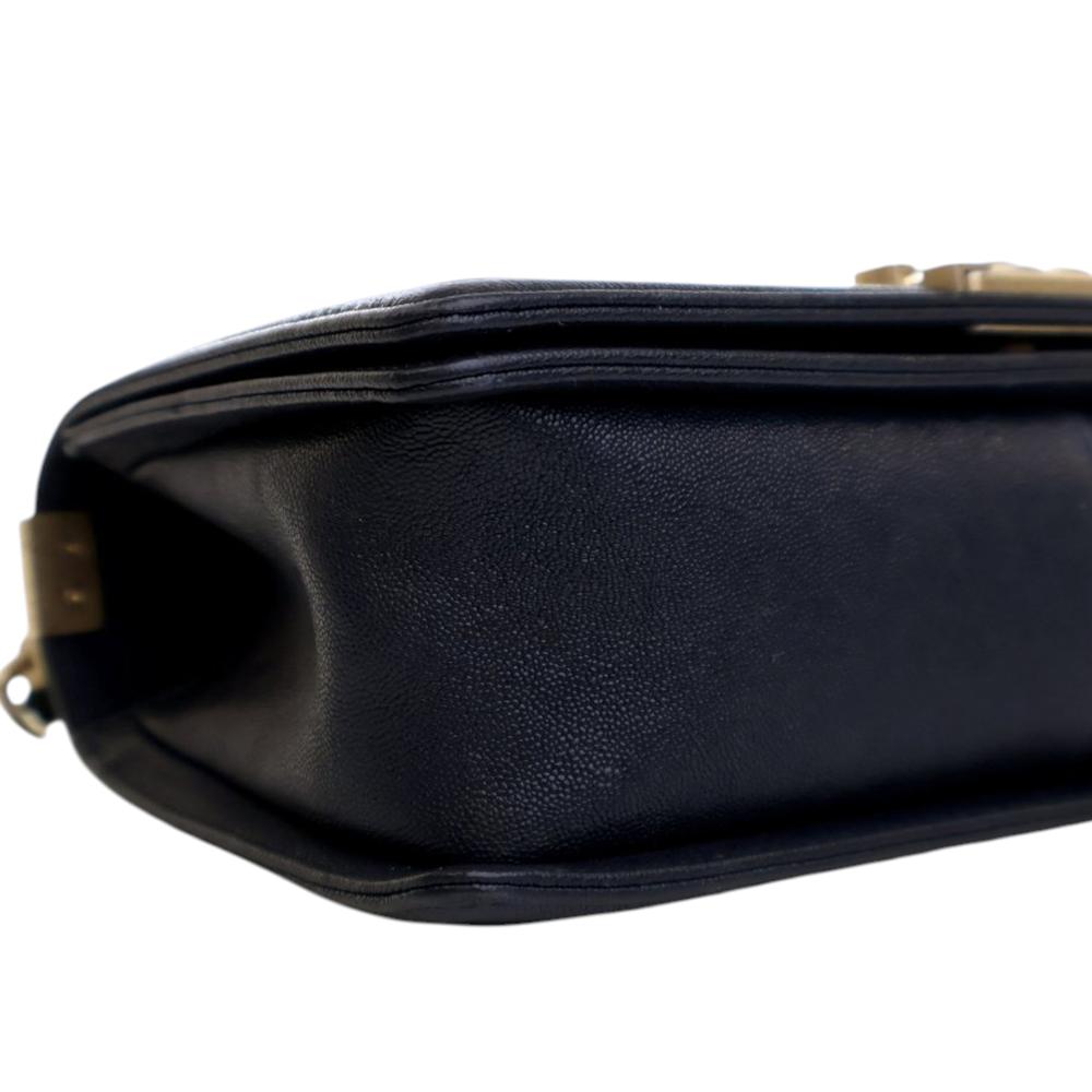 Chanel AB Chanel Blue Navy Caviar Leather Leather Old Medium Quilted Caviar Boy Flap Italy