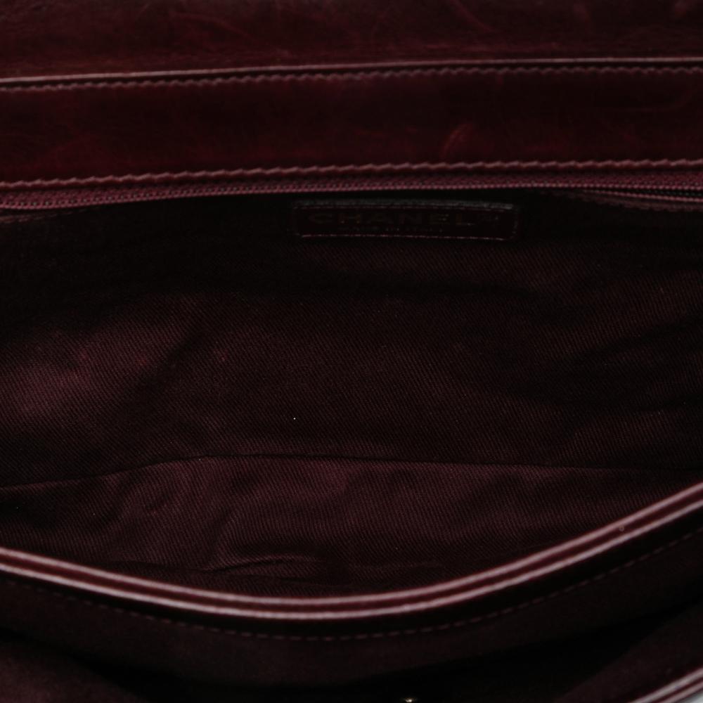 Chanel B Chanel Red Bordeaux Calf Leather Large Quilted skin Perfect Edge Flap Italy