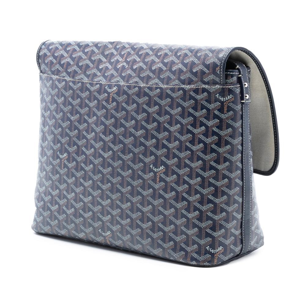 Goyard AB Goyard Blue Navy Coated Canvas Fabric Goyardine Capetien MM Messenger Bag France