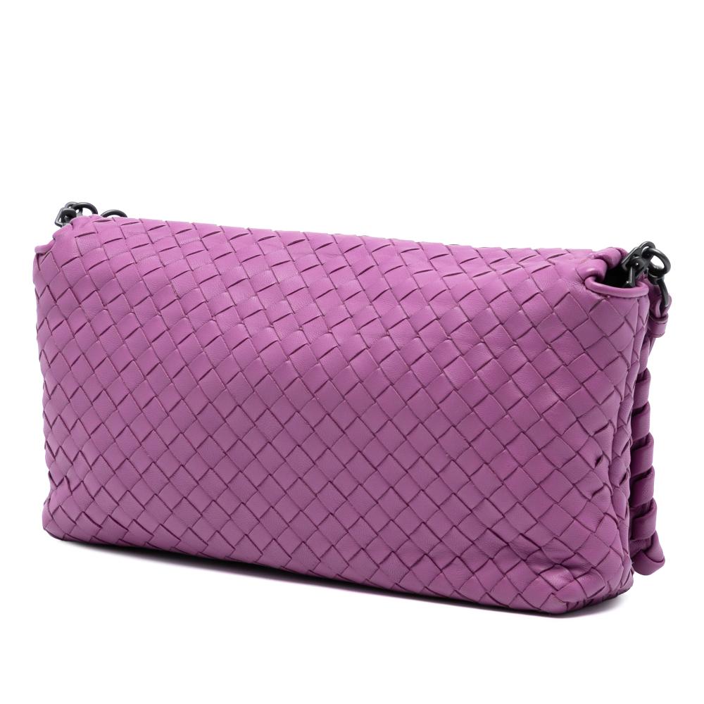 Bottega Veneta B Bottega Veneta Purple Nappa Leather Leather Nappa Intrecciato Dahlia Clutch Crossbody Italy