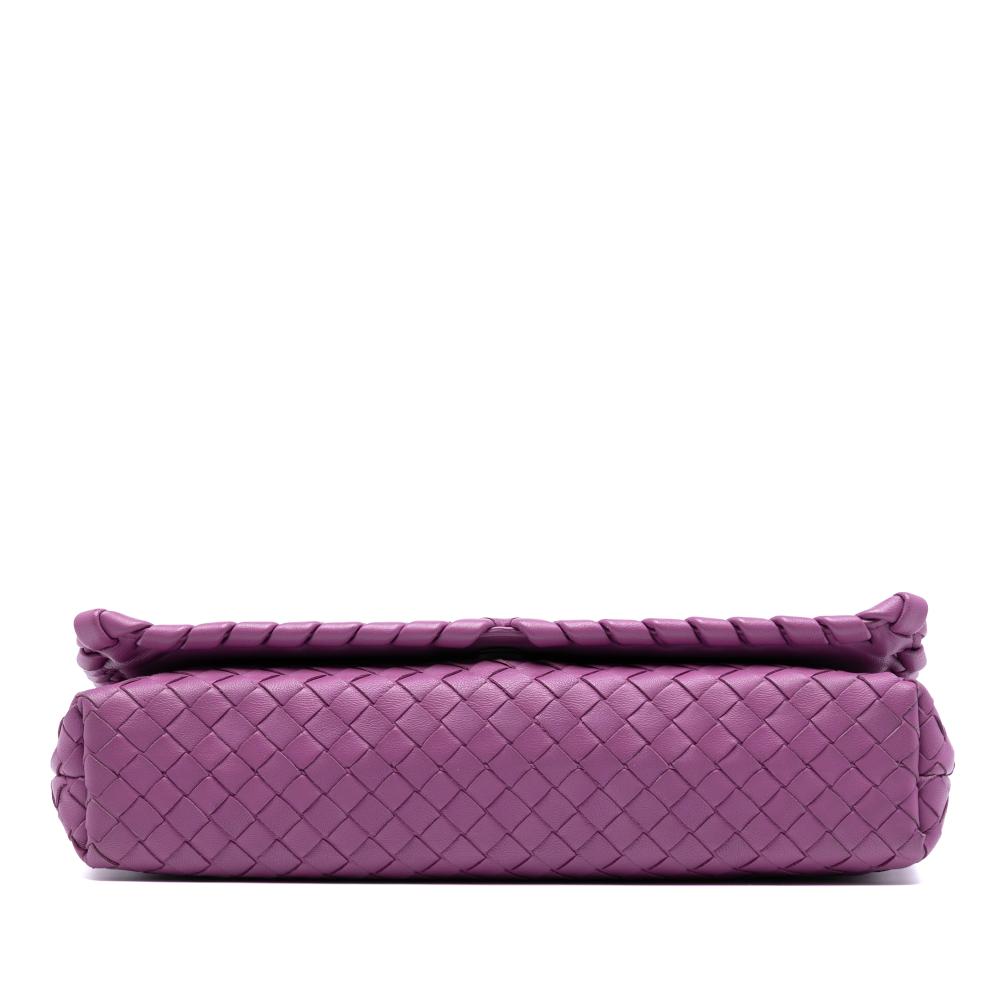 Bottega Veneta B Bottega Veneta Purple Nappa Leather Leather Nappa Intrecciato Dahlia Clutch Crossbody Italy