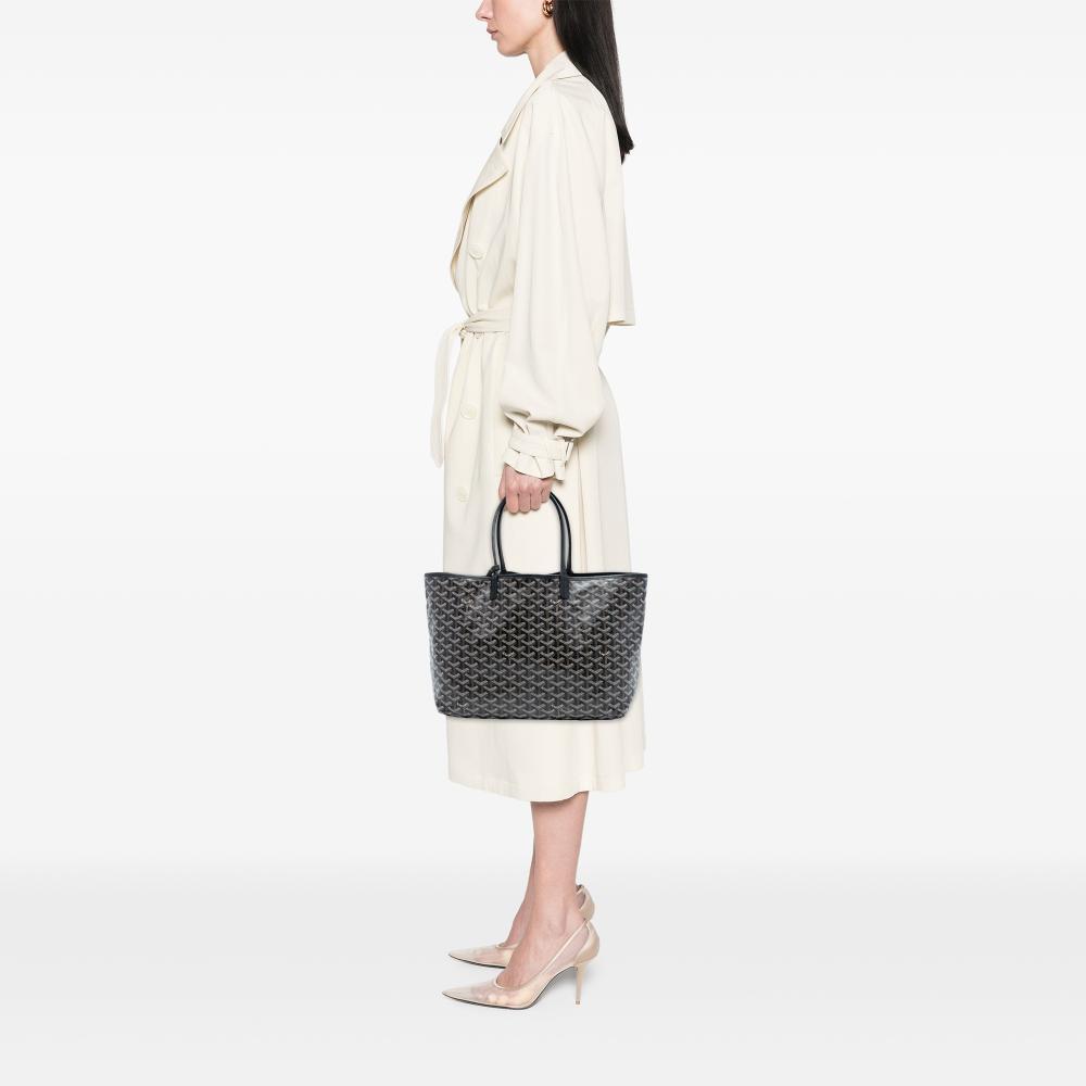 Goyard AB Goyard Black Coated Canvas Fabric Goyardine Saint Louis PM France