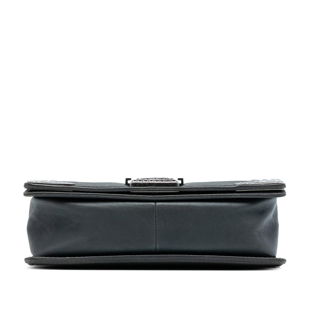 Chanel B Chanel Gray Calf Leather Paris Dallas Old Medium Quilted skin Cowboy Boy Flap France