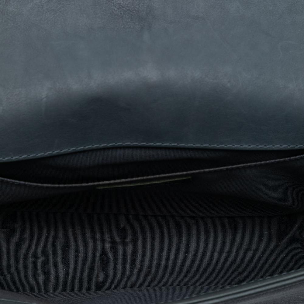 Chanel B Chanel Gray Calf Leather Paris Dallas Old Medium Quilted skin Cowboy Boy Flap France