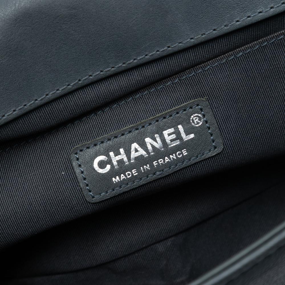 Chanel B Chanel Gray Calf Leather Paris Dallas Old Medium Quilted skin Cowboy Boy Flap France