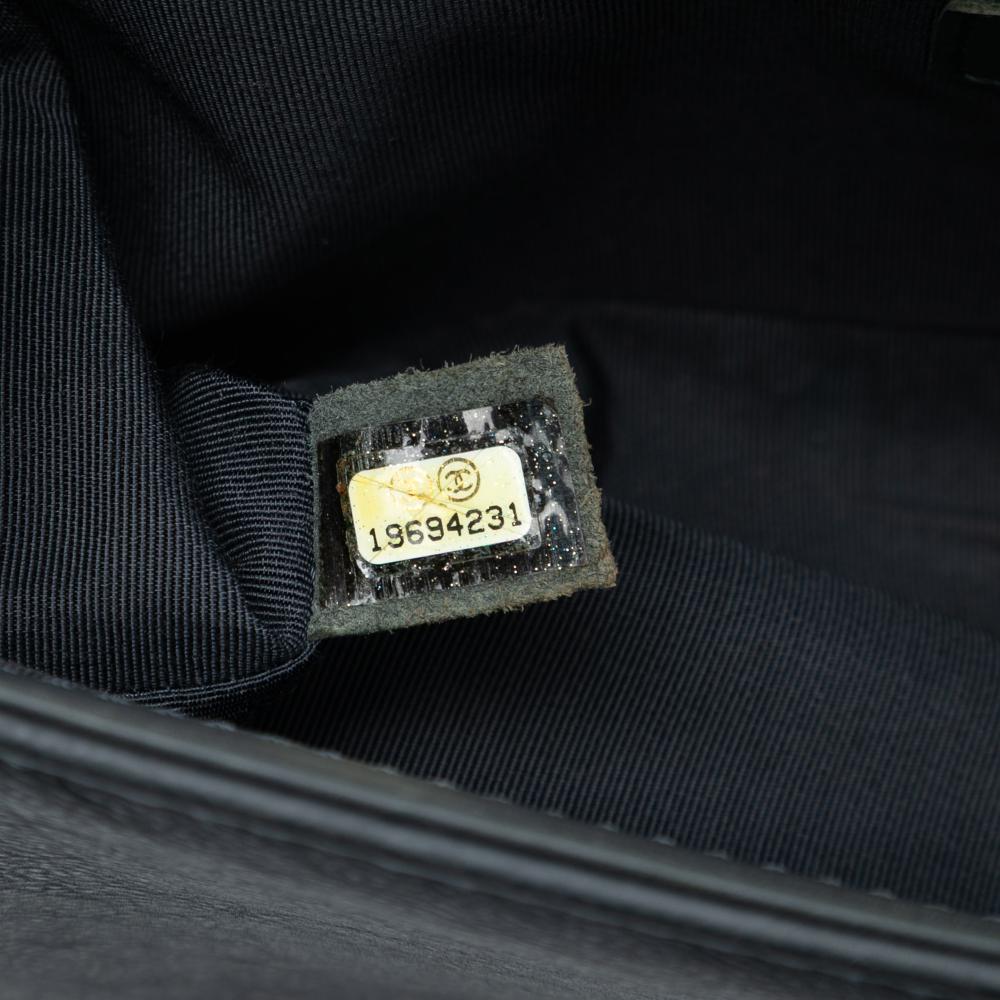 Chanel B Chanel Gray Calf Leather Paris Dallas Old Medium Quilted skin Cowboy Boy Flap France