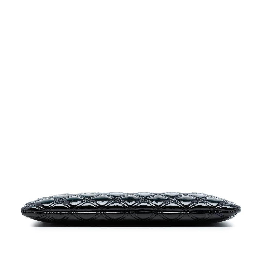 Chanel AB Chanel Black Patent Leather Leather Medium Quilted Patent Double Stitch O Case Clutch Italy