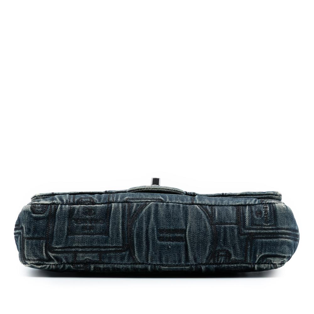 Chanel AB Chanel Blue Dark Blue Denim Fabric Medium Embroidered Perfume Bottle Single Flap France