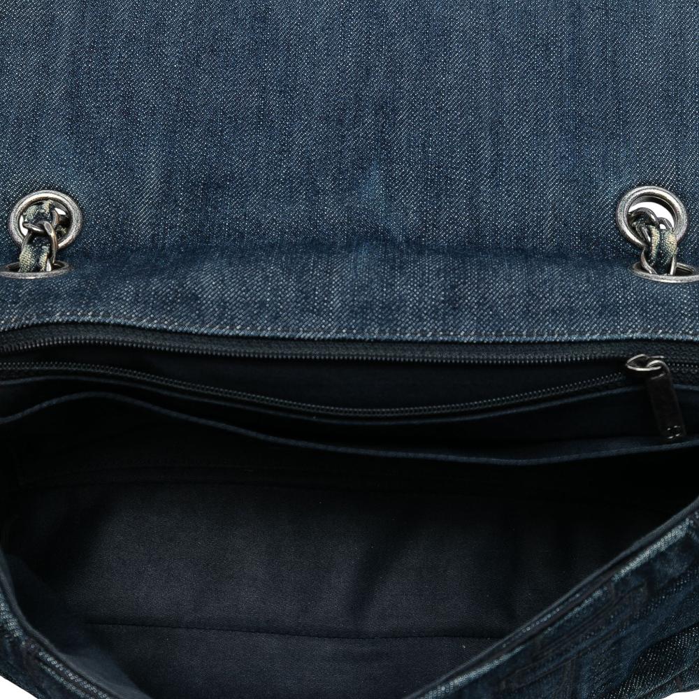 Chanel AB Chanel Blue Dark Blue Denim Fabric Medium Embroidered Perfume Bottle Single Flap France