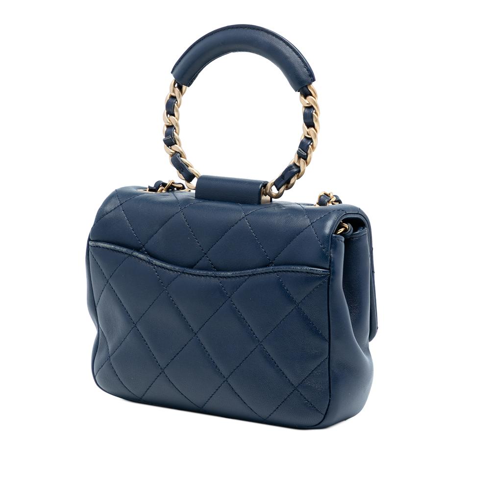 Chanel B Chanel Blue Navy Lambskin Leather Leather Mini Quilted Lambskin In The Loop Flap Italy