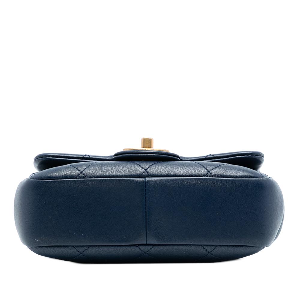 Chanel B Chanel Blue Navy Lambskin Leather Leather Mini Quilted Lambskin In The Loop Flap Italy