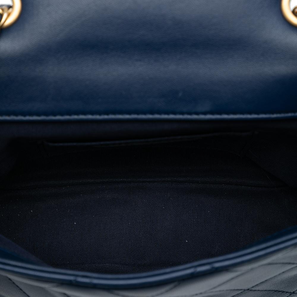 Chanel B Chanel Blue Navy Lambskin Leather Leather Mini Quilted Lambskin In The Loop Flap Italy