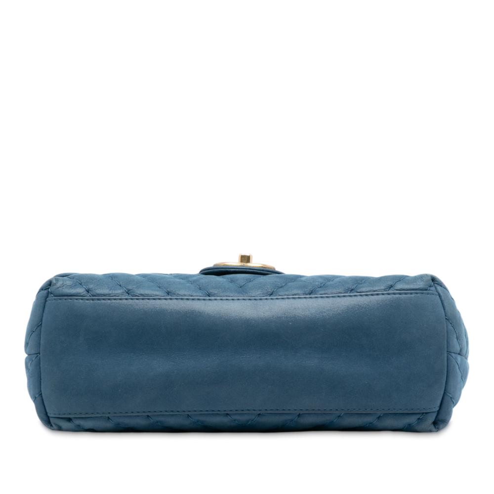 Chanel B Chanel Blue Calf Leather Medium Chevron Iridescent skin Surpique Flap Italy