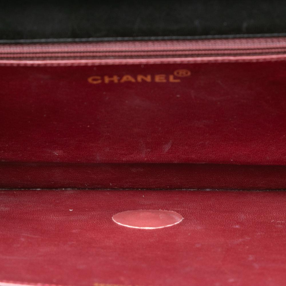 Chanel B Chanel Black Lambskin Leather Leather Medium CC Quilted Lambskin Single Flap France