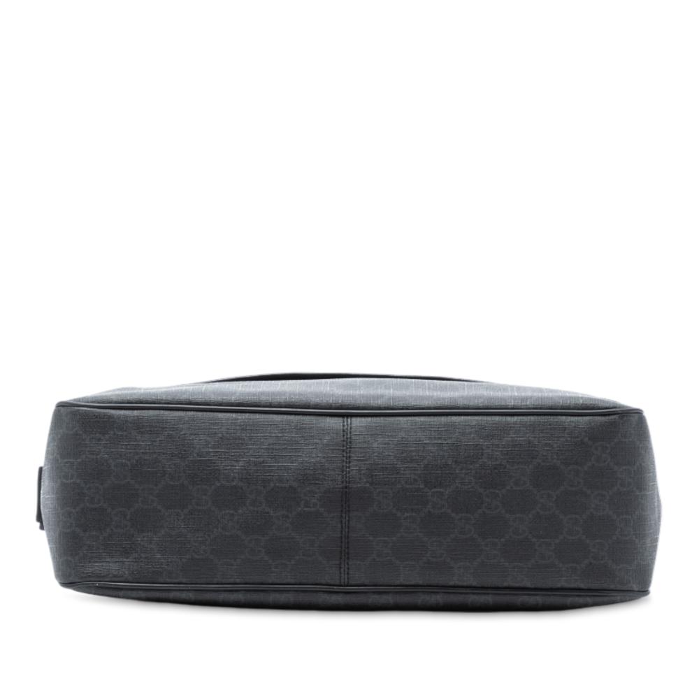 Gucci AB Gucci Gray Coated Canvas Fabric GG Supreme Flap Messenger Bag Italy