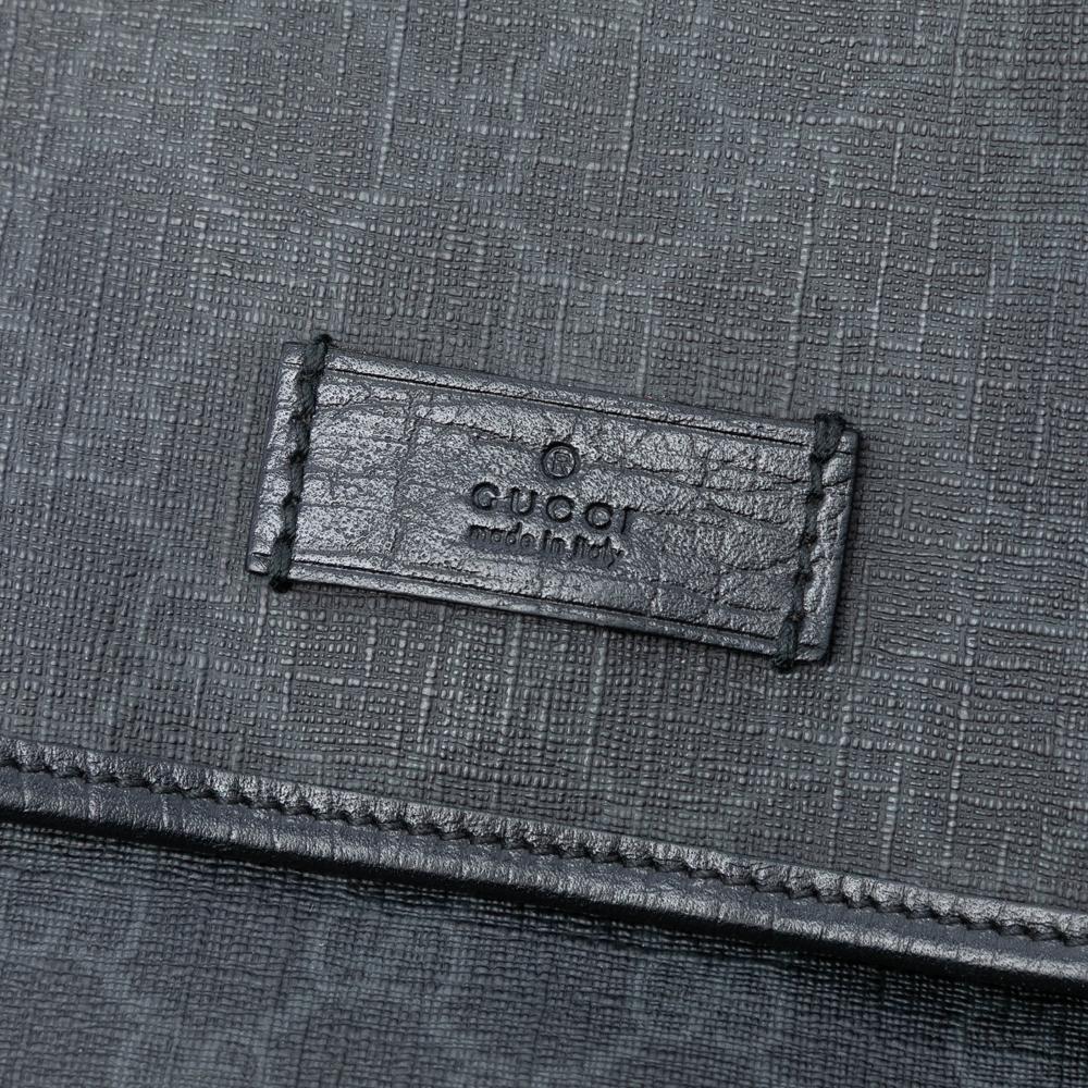Gucci AB Gucci Gray Coated Canvas Fabric GG Supreme Flap Messenger Bag Italy
