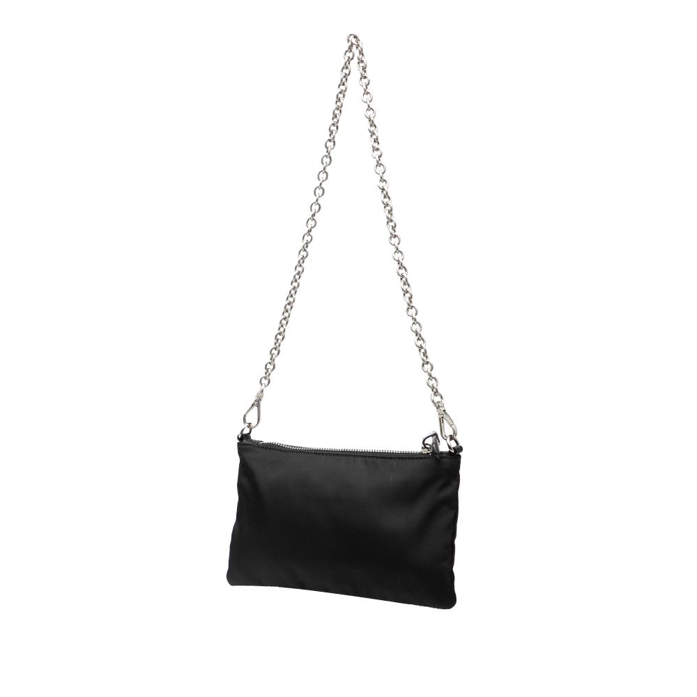 Prada AB Prada Black Nylon Fabric Tessuto Saffiano Robot Chain Shoulder Bag Italy