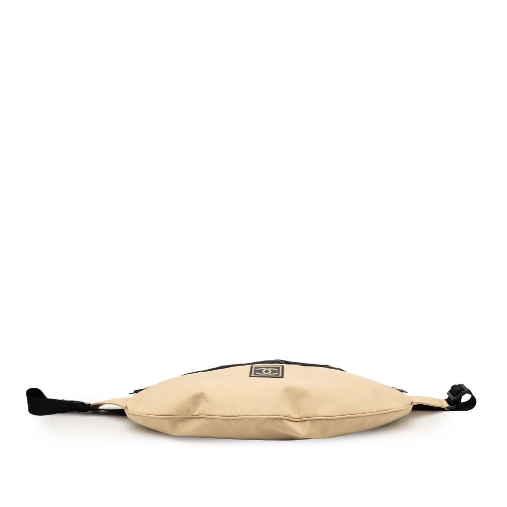 Chanel AB Chanel Brown Beige with Black Nylon Fabric CC Sport Line Belt Bag Italy