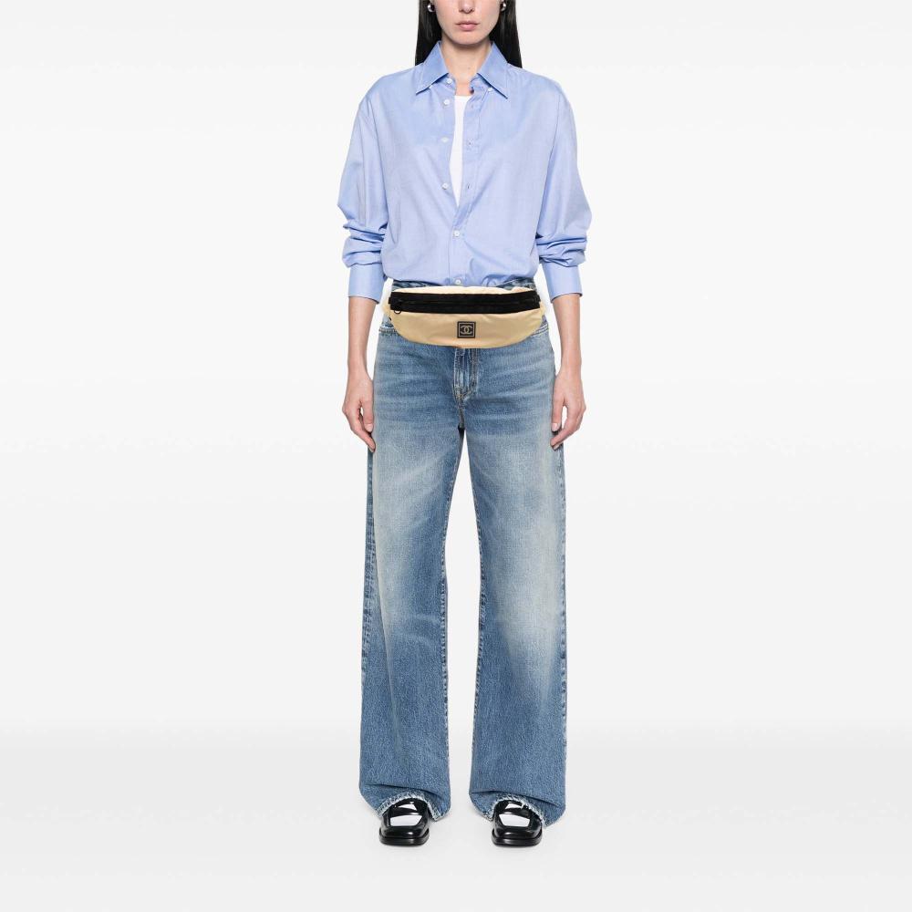 Chanel AB Chanel Brown Beige with Black Nylon Fabric CC Sport Line Belt Bag Italy