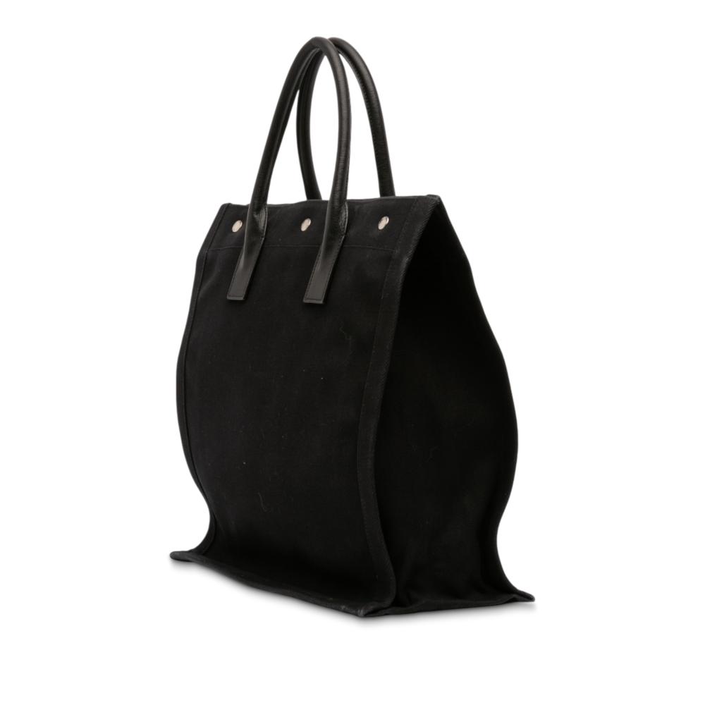 Saint Laurent AB Saint Laurent Black Canvas Fabric Rive Gauche North South Tote Italy